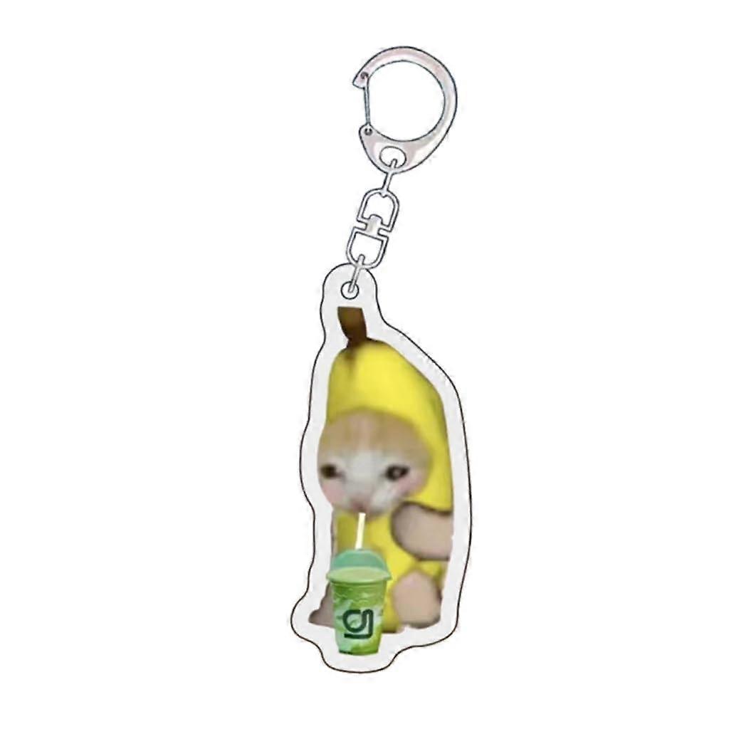 Cute Banana Cat Phone Charm Acrylic Cat Keychain for Backpack Funny Cat Pendant Accessory Style 5