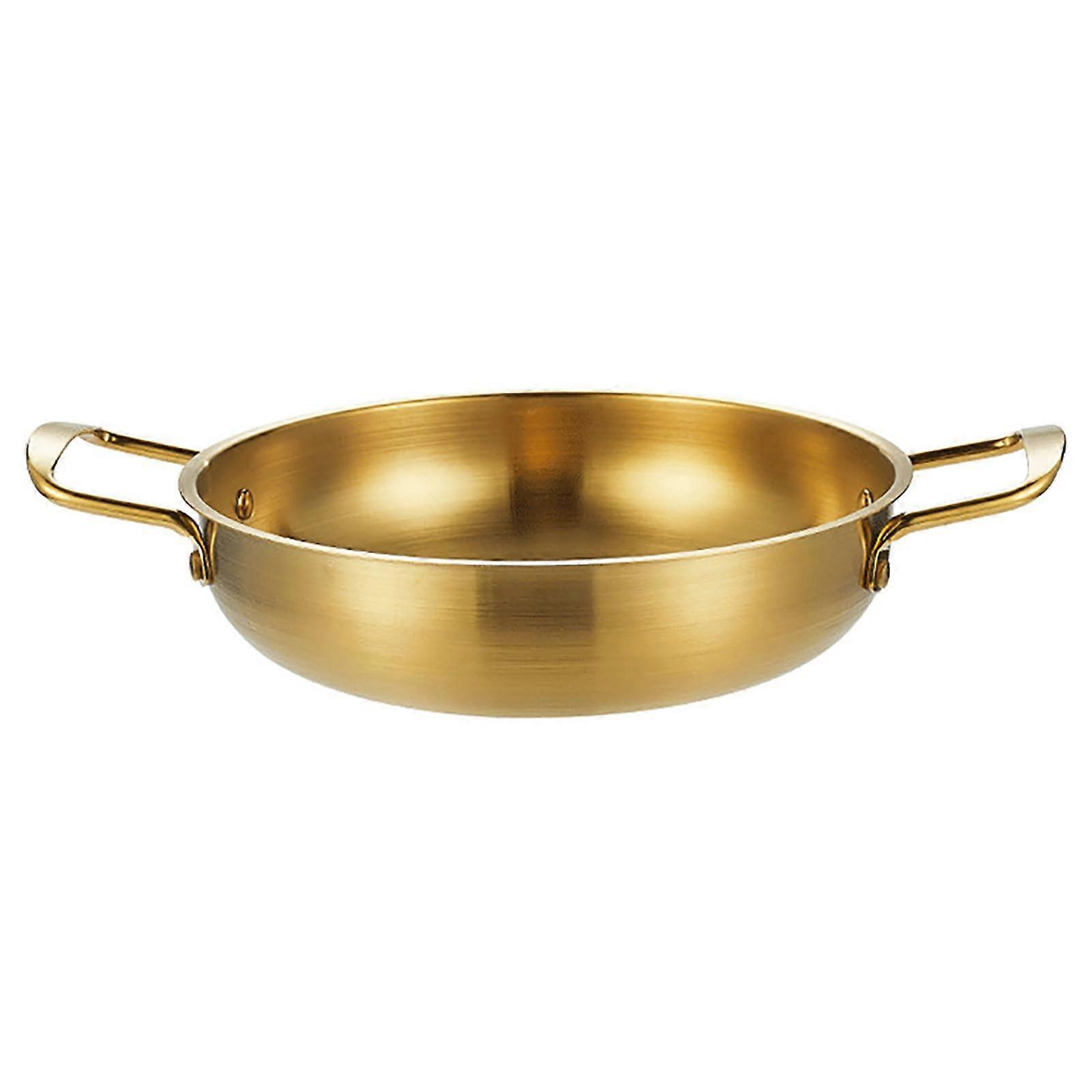 Stainless Steel Frying Pan with Dual Handles, 1350ml Flat Bottom Skillet for Stir and Deep Frying