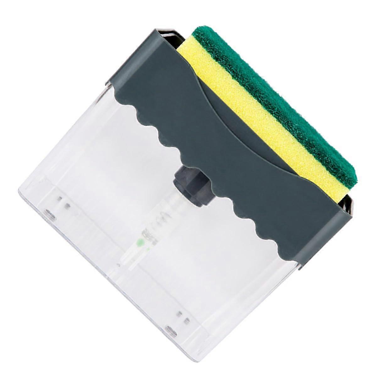 2 in 1 Soap Dispenser with Sponge Holder for Kitchen Sink, Compact No Drip Design, Gray