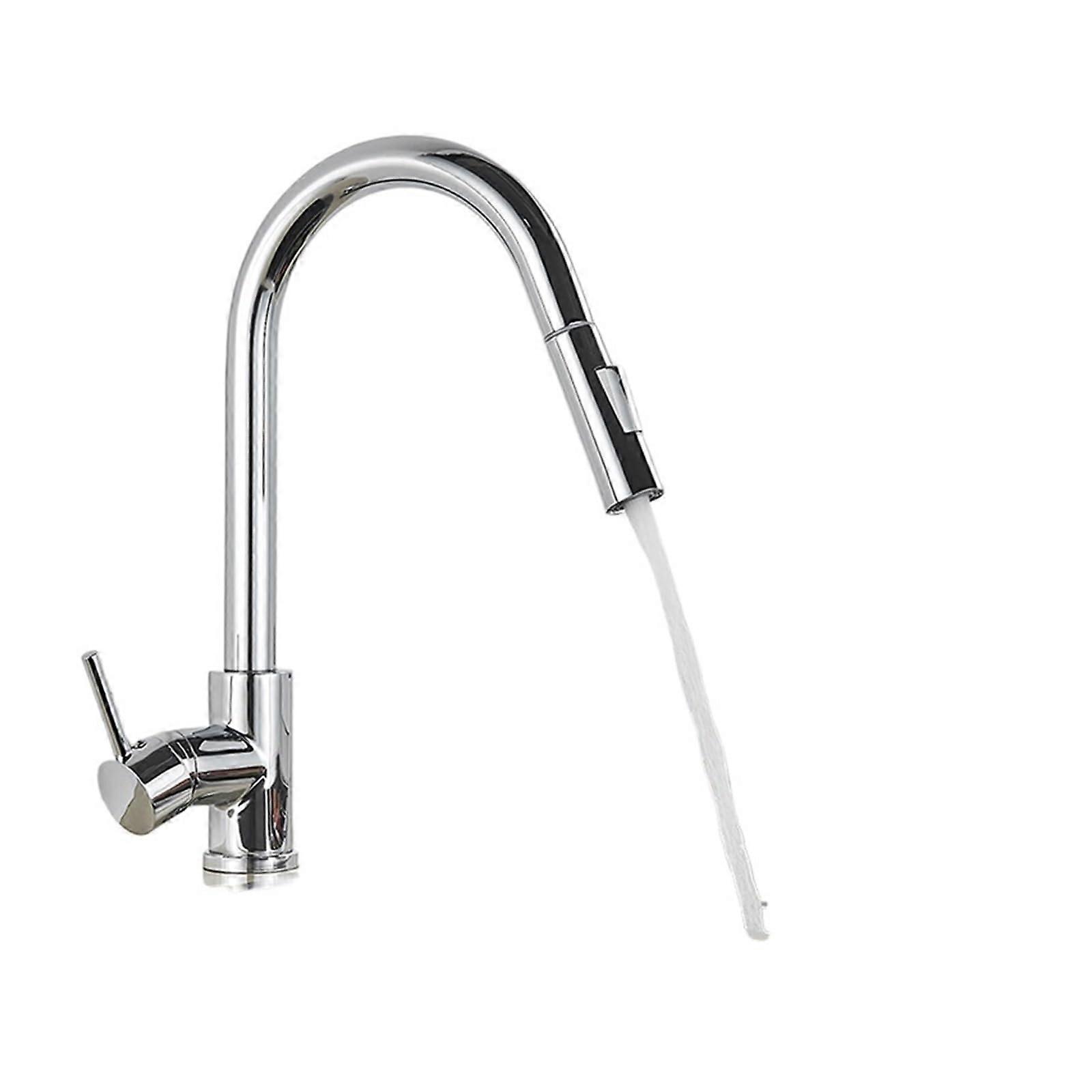 Brushed Nickel Kitchen Faucet with Stainless Steel Pull Down Sprayer, Deck Mount for Easy Cleaning