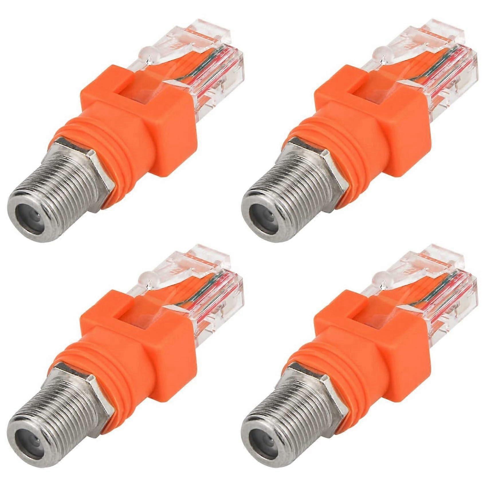 Coaxial to Ethernet Adapter 4 Pack Coax F Female to RJ45 Male Converters for Line Tester