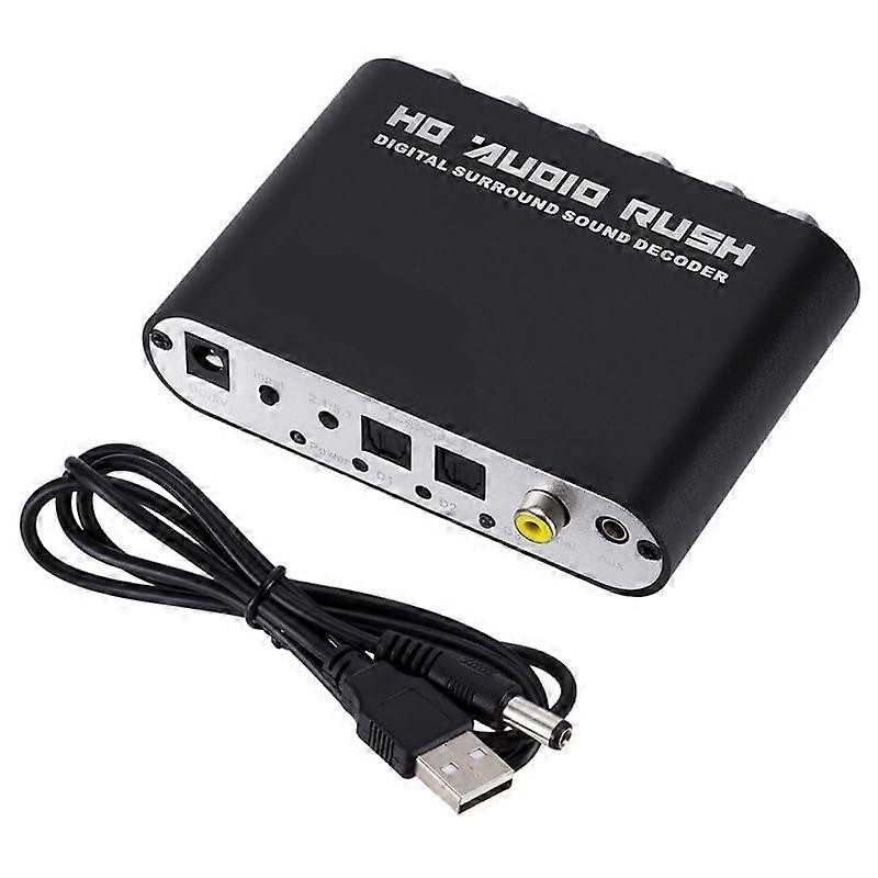 Digital to Analog 5.1 Channel AC3 Audio Converter with Optical SPDIF Coaxial AUX 3.5mm to 6 RCA Sound Decoder Amplifier