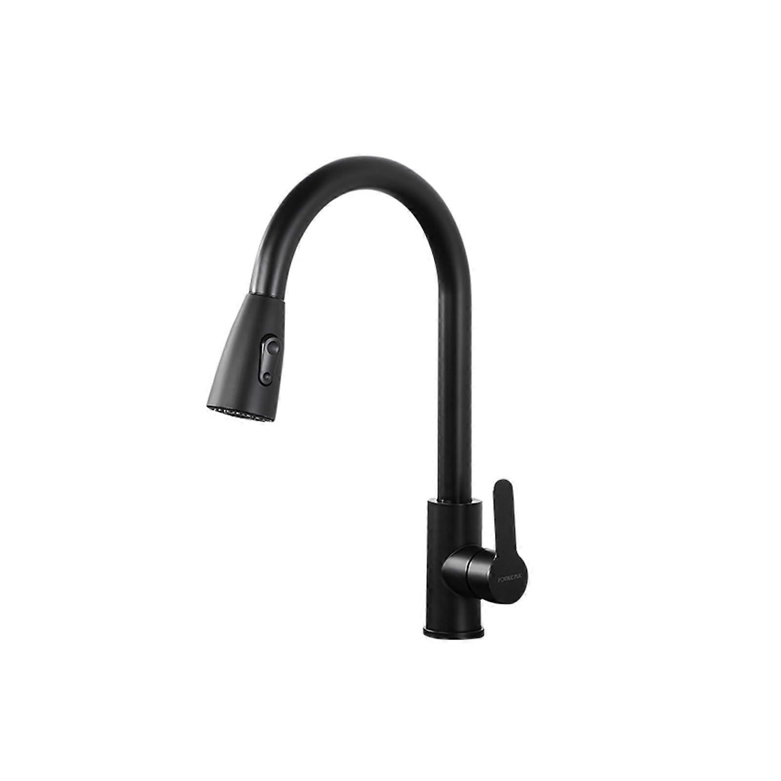 Black Pull Down Kitchen Faucet with 360° Rotatable Spout, Hot and Cold Mixer Tap, PullOut Spray