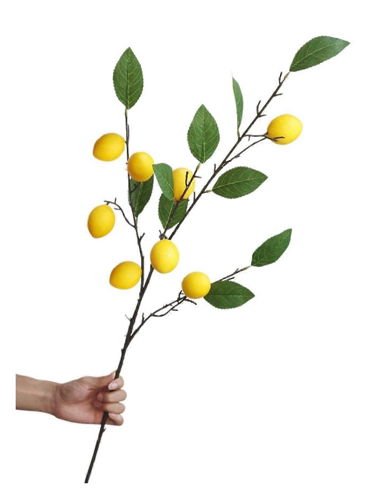 Artificial Lemon Branches with Leaves Realistic Lemon Design for Home Decor and Vase Arrangement (8 Heads)