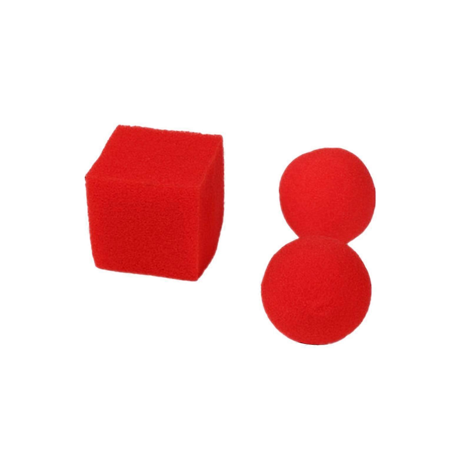 1 Set Tricks Props Super Soft Interactive Enjoyable Minimalistic Red Ball Square Sponge Props Kit Funny Gadgets