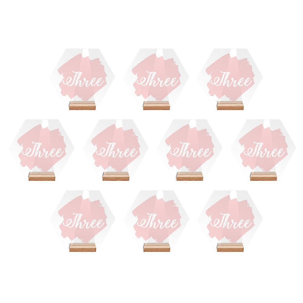 Party Wedding Table Numbers Acrylic Hexagonal Sign 20Pcs with Stand
