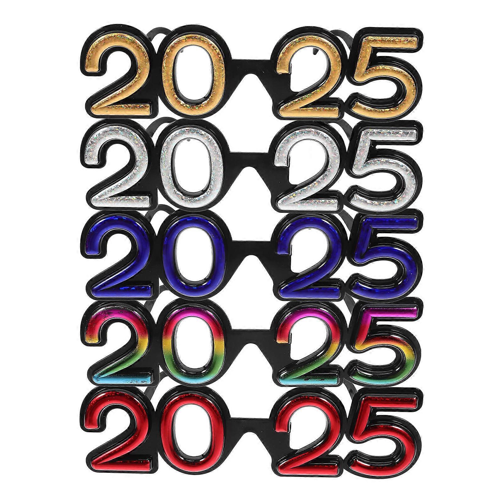 New Year Glasses Plastic Eyewear for Decoration 5Pcs Assorted Use