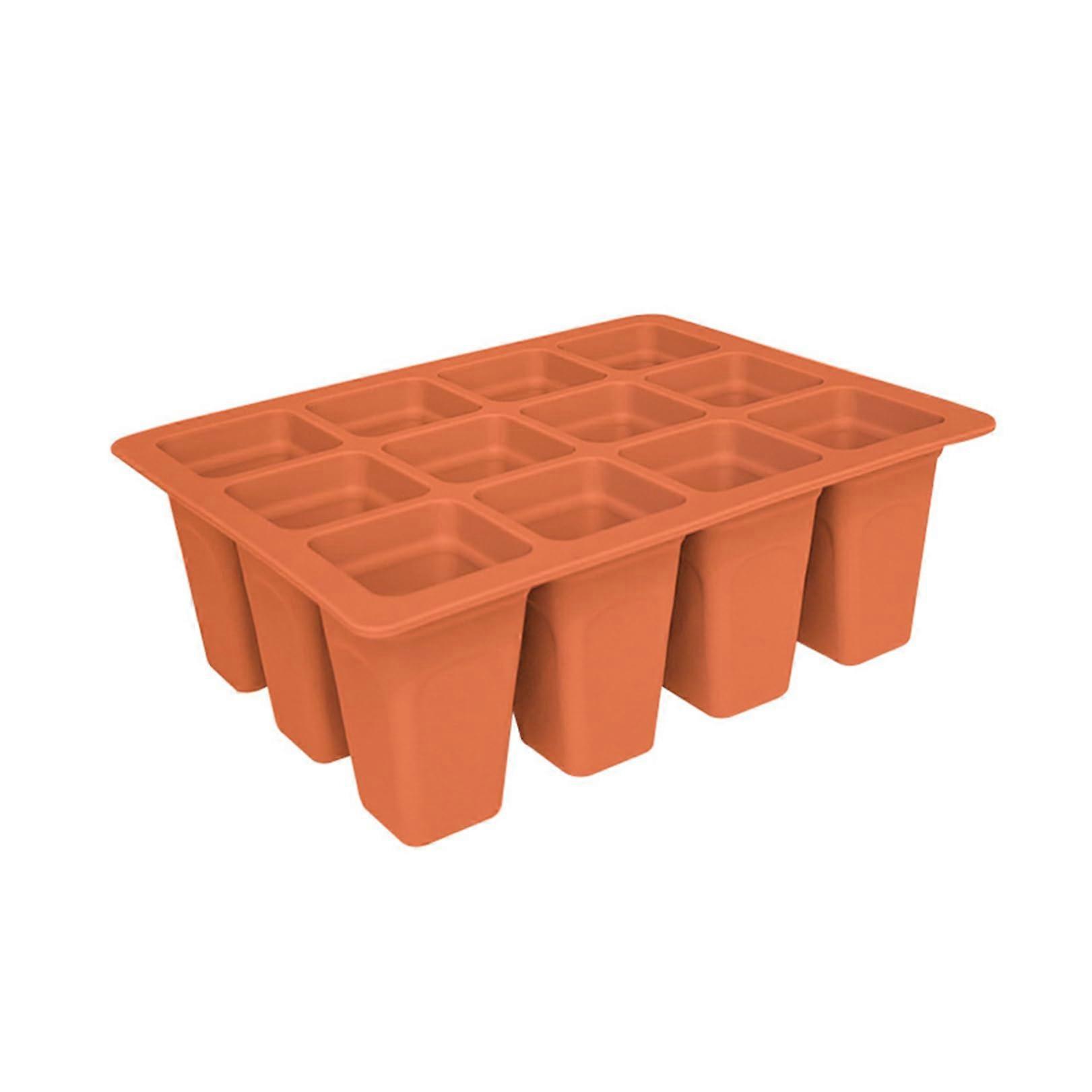 Silicone Seed Starter Tray 12Hole Germination Kit with Drainage and Ventilation Orange