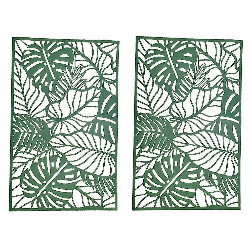 Party Table Mat Rectangular Monstera Leaf Pattern for 2Pcs Setting