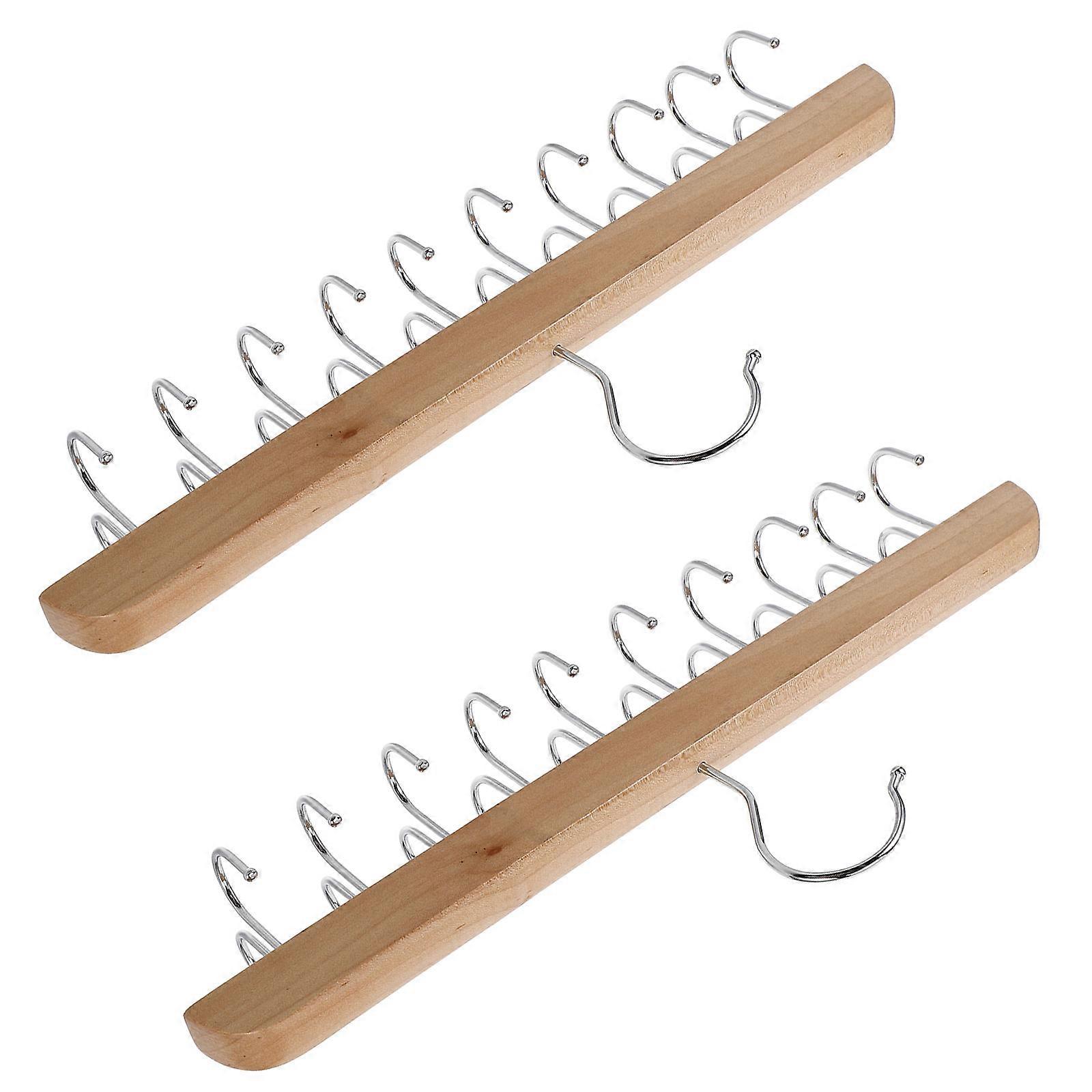 Foldable Bra Organizer Wood Hanger for Closet with Hooks 2Pcs Space Saving