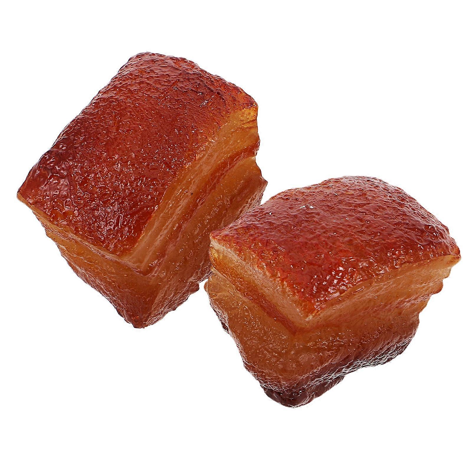 Simulated Red-Cooked Pork Model for Decor 2Pcs with Realistic Meat Prop