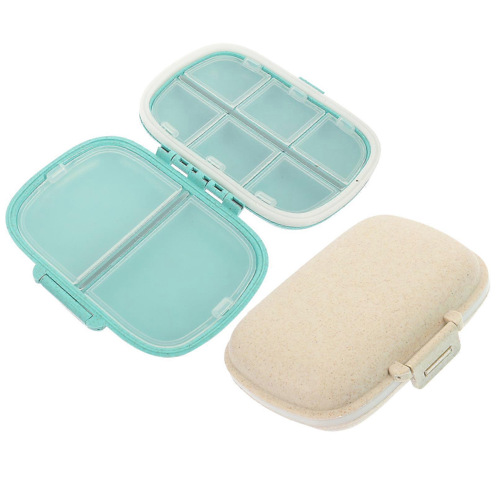 2Pcs Pills Case Portable Double Layer Organizer with 8 Compartments