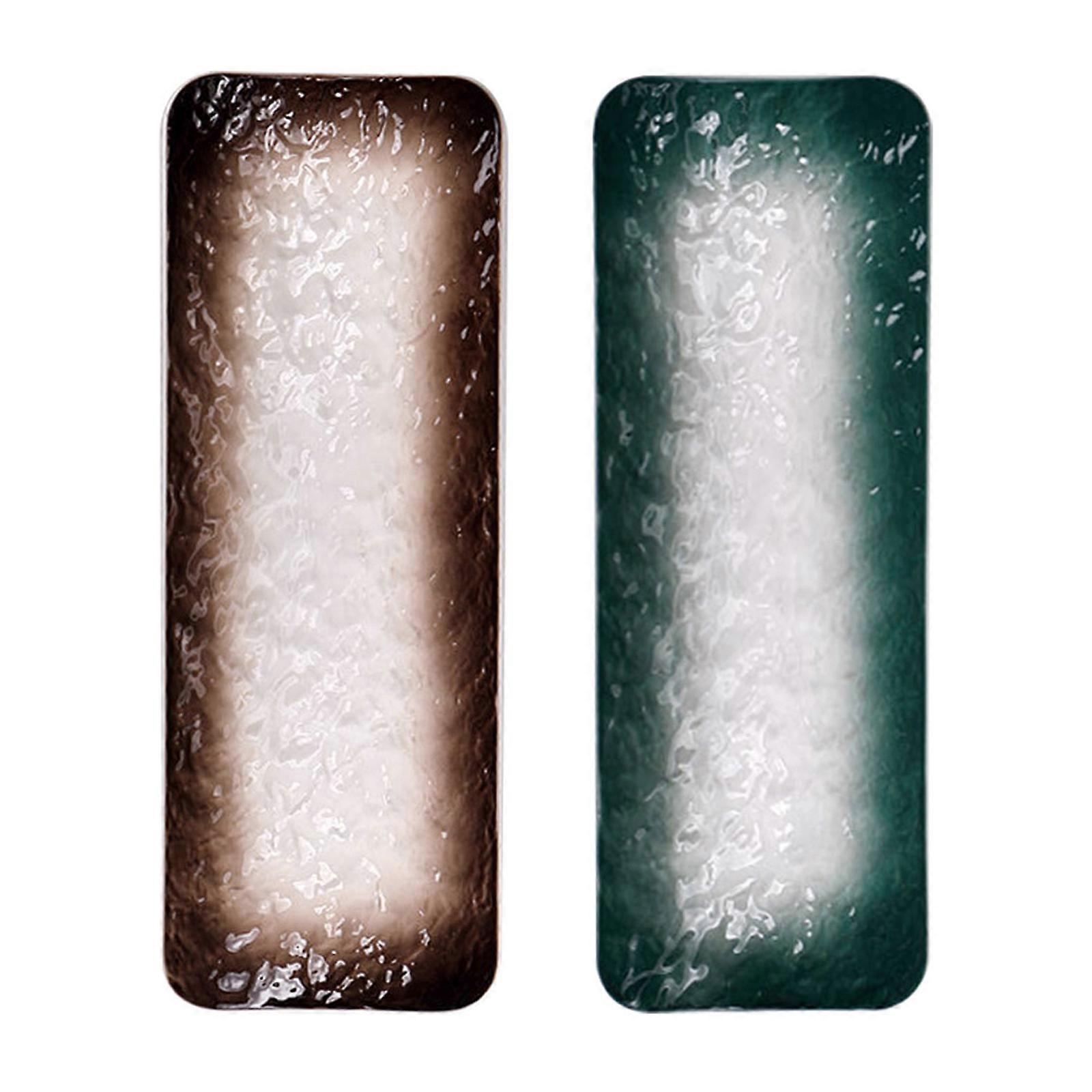 Rectangular Ceramic Plates Food Serving For Family Dinner Assorted Color Japanese Style 2Pcs