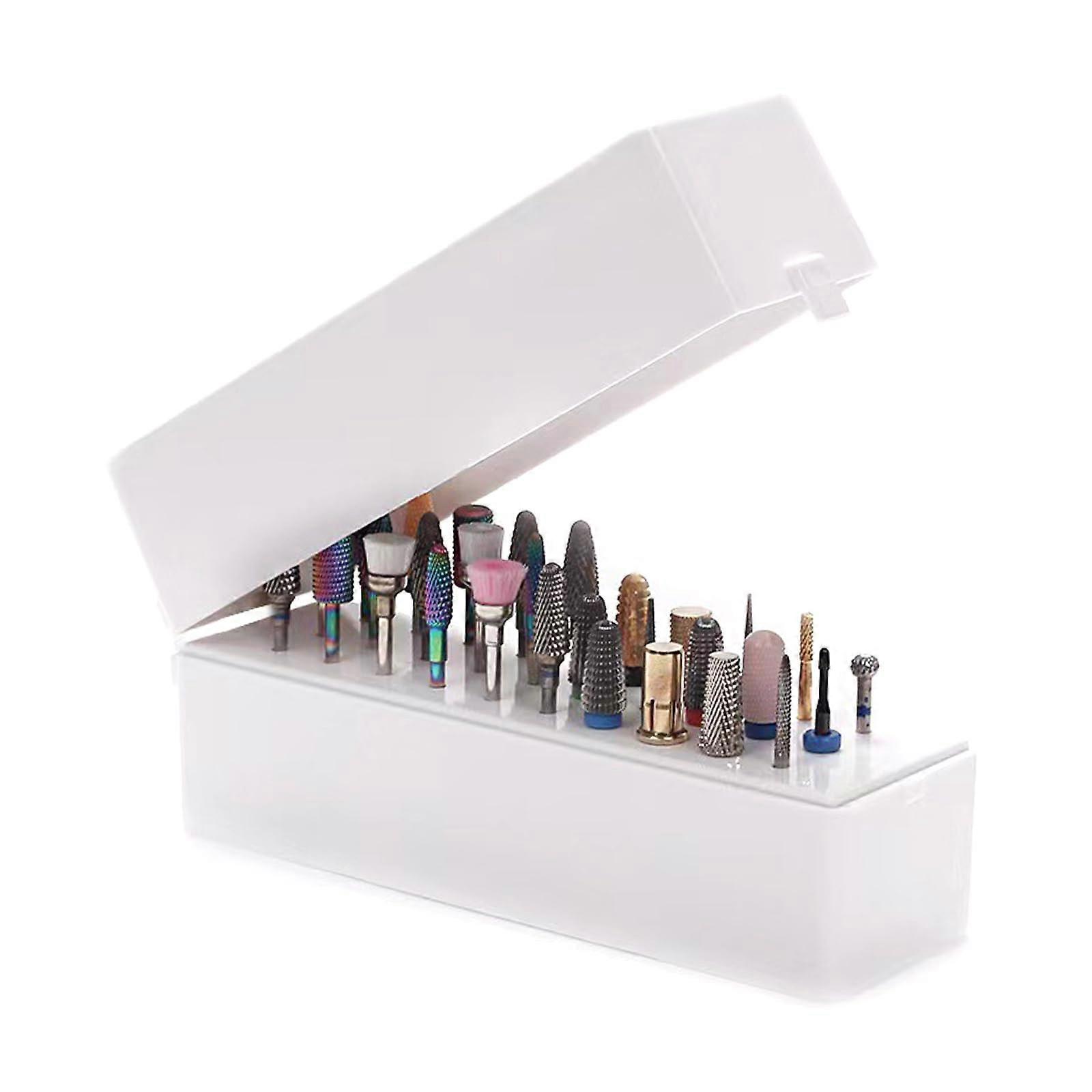 Nail Drill Bit Organizer with Dustproof Lid, 48 Hole ABS Holder for Manicure Tool Storage