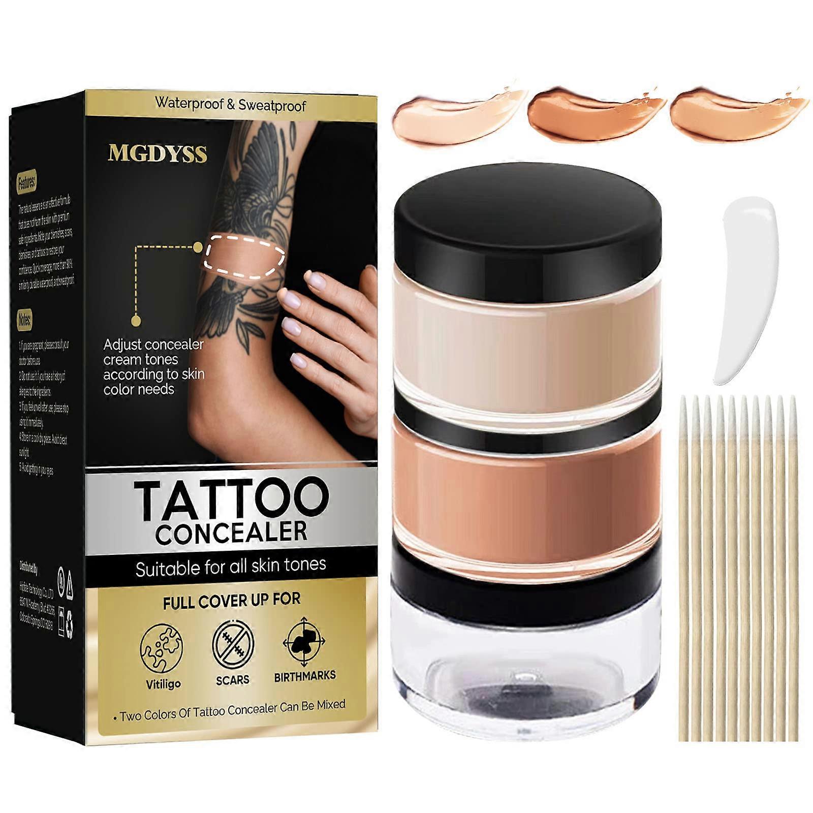 Tattoo Cover Up Makeup Waterproof Concealer Long Lasting Full Coverage for Scars and Birthmarks