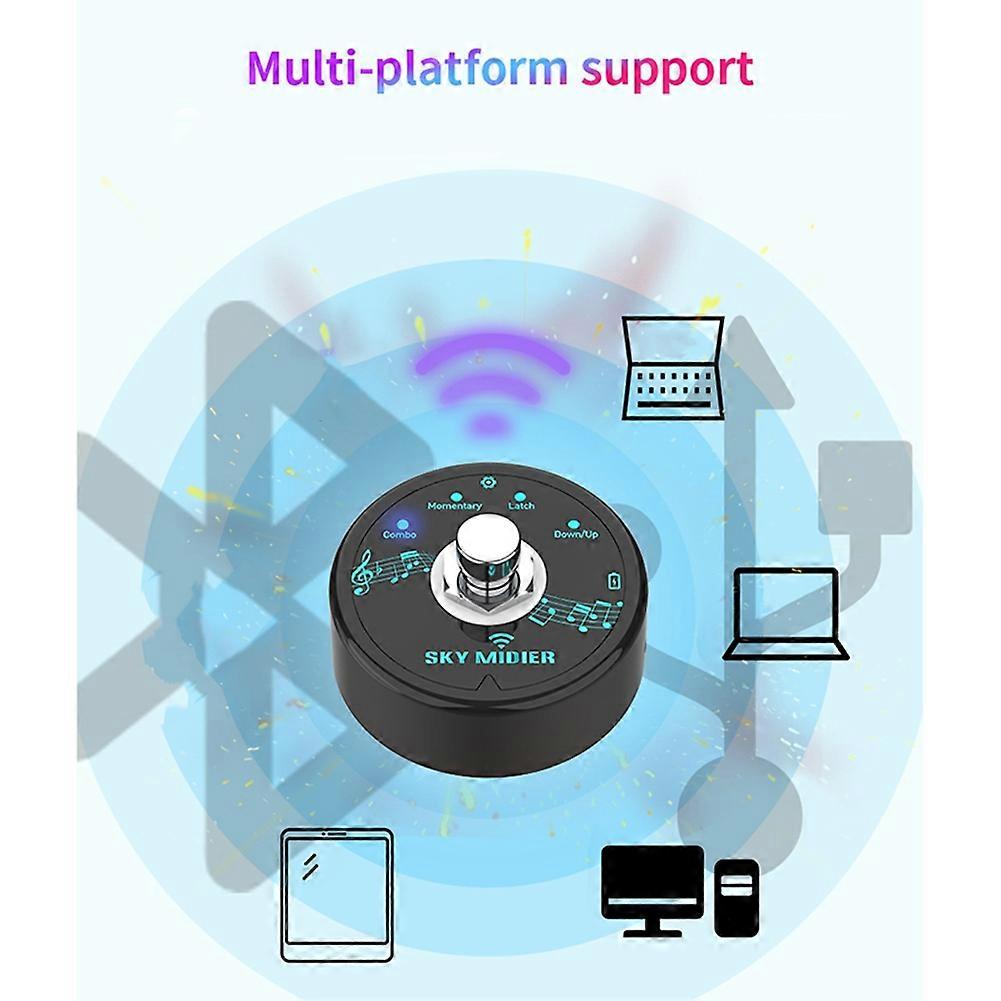 Bluetooth 5.1 Wireless MIDI Controller Rechargeable Portable MIDI Foot Controller Pedal Wireless MIDI System