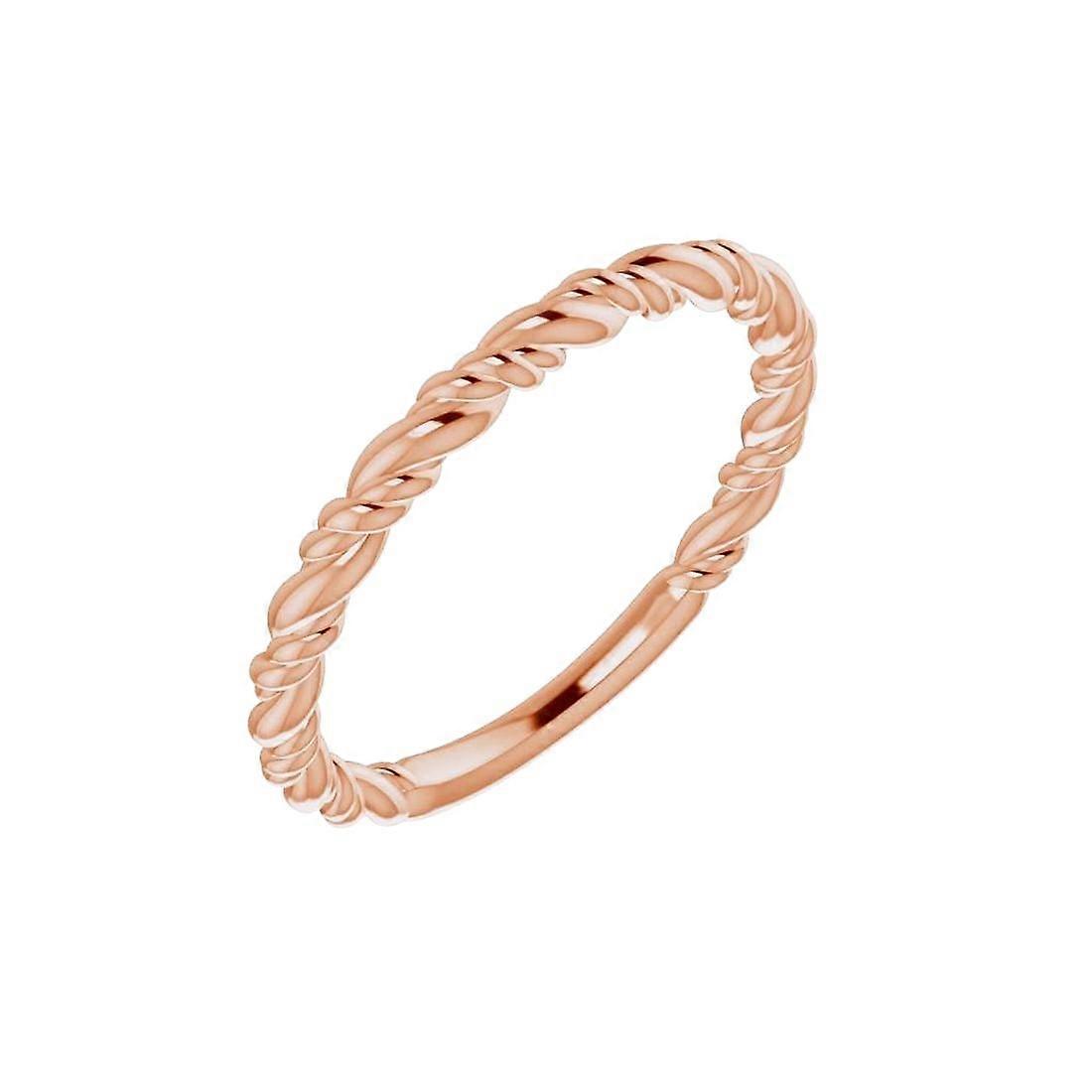 14k Rose Gold Polished Stackable Rope Ring Size 6.5-Stackable-Ring for Women - 2.0 Grams