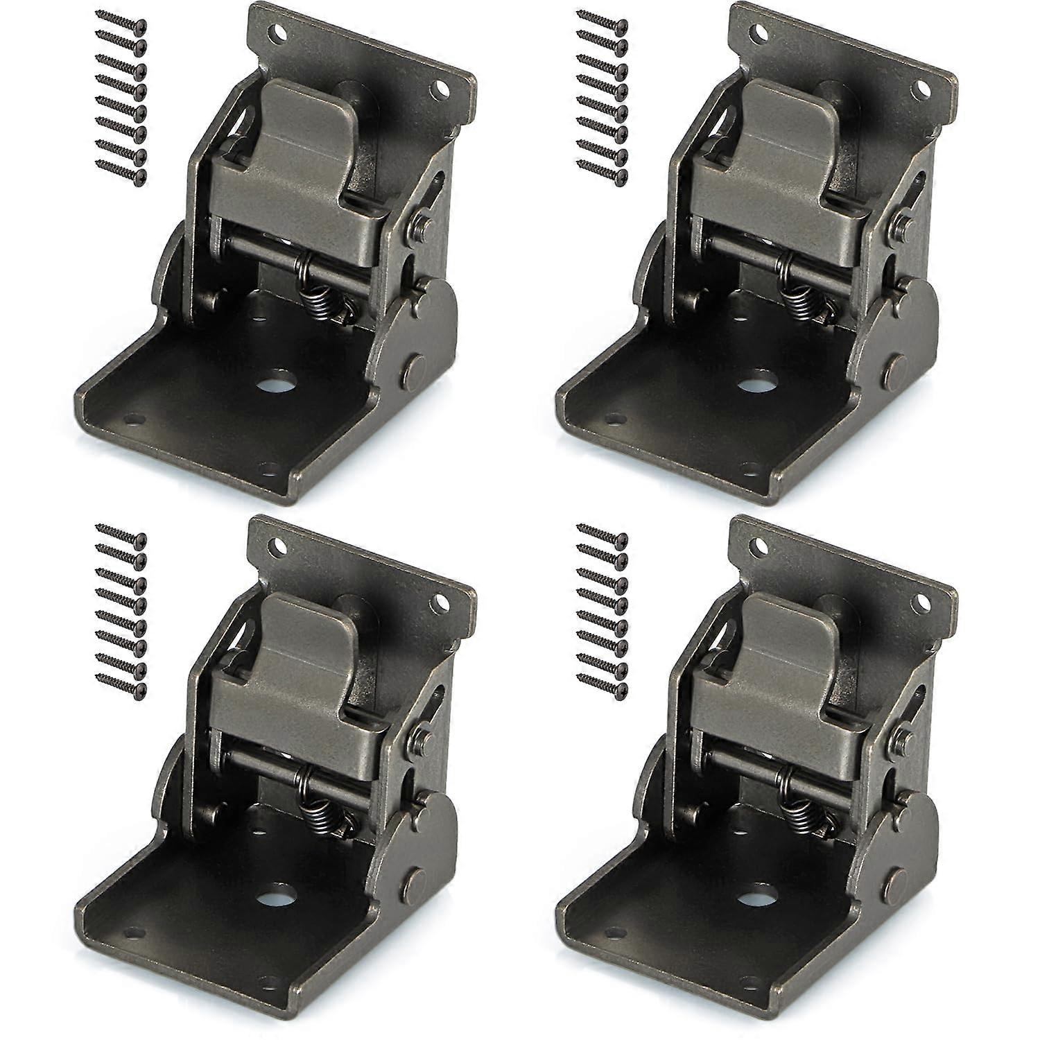 4 Pcs Folding Table Leg Brackets 650lbs Capacity, Heavy Duty SelfLocking Hinges with Screws Gunblack