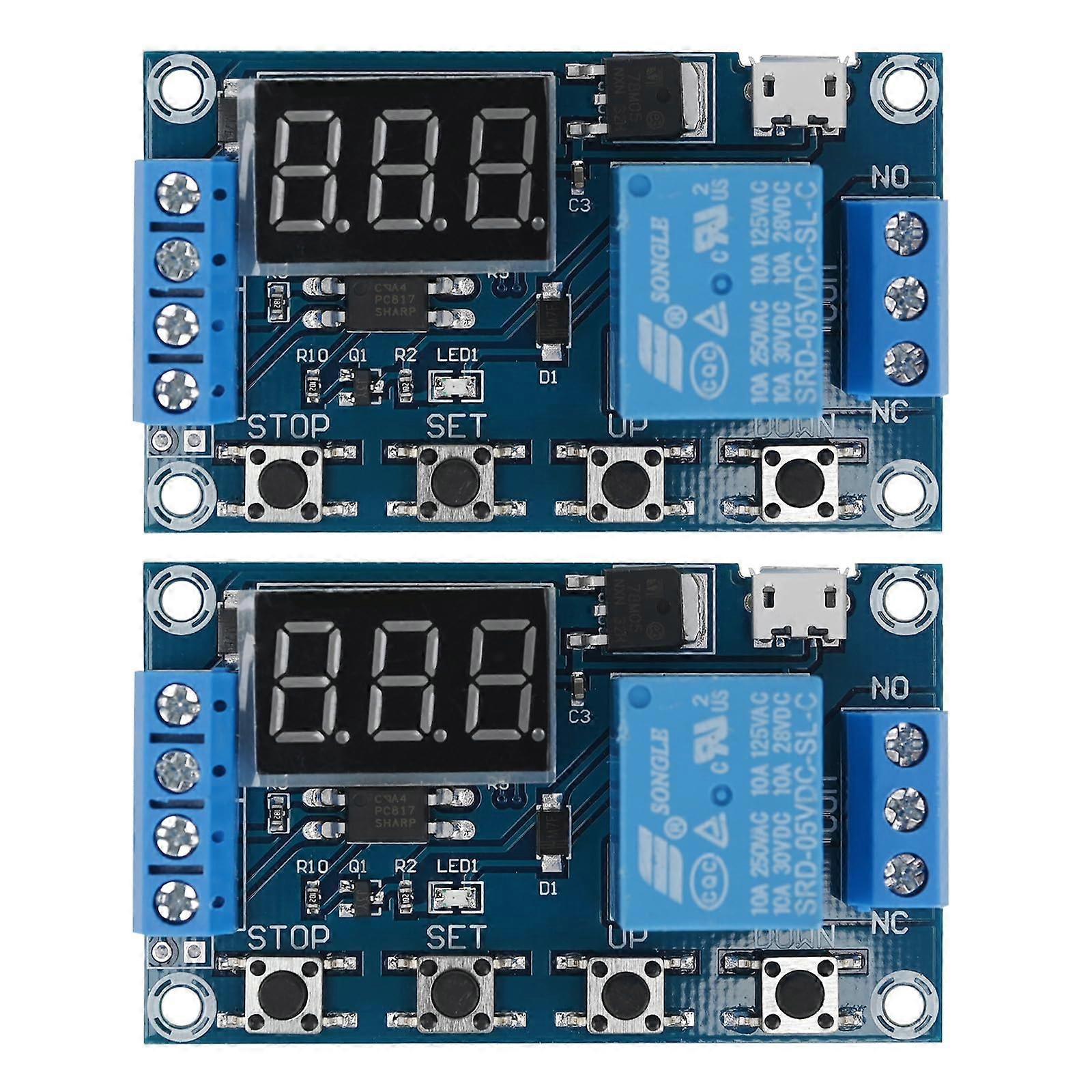 2 Pcs DC 630V Programmable Timer Relay Module with LED Display, Adjustable Delay Control for Smart Home