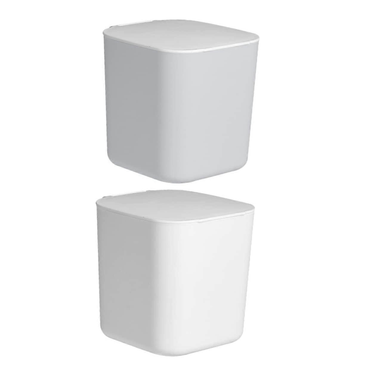 2pcs Mini Trash Can with Lid for Office and Car, Small Desktop Garbage Bin Keeps Desk Tidy