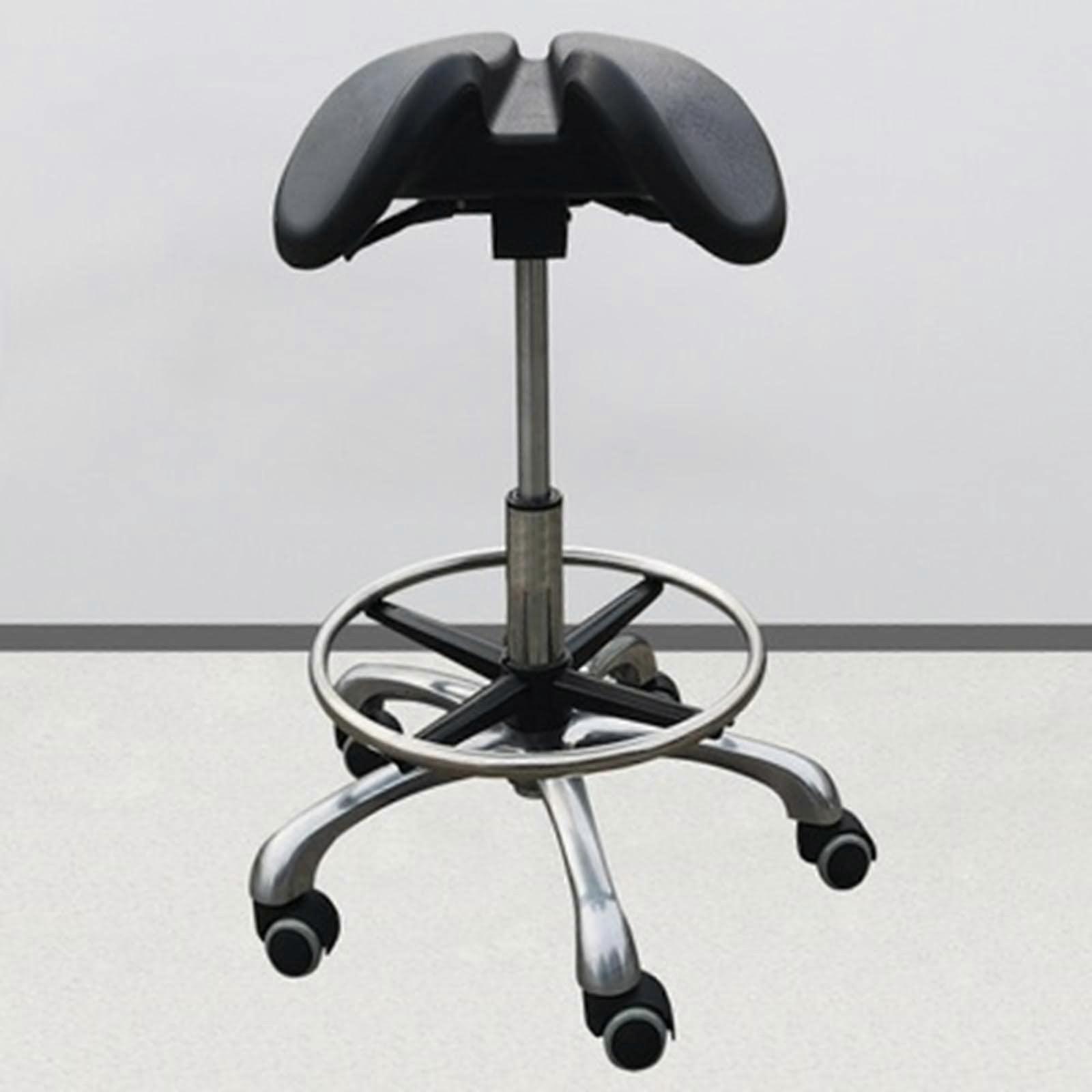 Ergonomic Saddle Chair with Back Support, Height Adjustable Rolling Saddle Stool for Dental and Salon Use