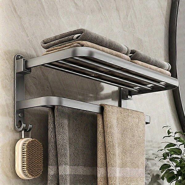 Towel rack wall mounted with shelf bathroom storage rack