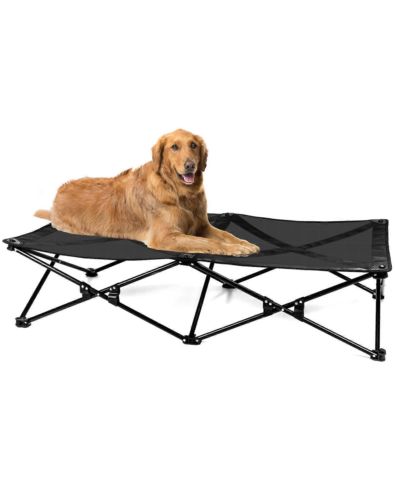 Extra Large Elevated Cooling Dog Bed XXL Black Foldable ChewProof Mesh for Outdoor Indoor Use