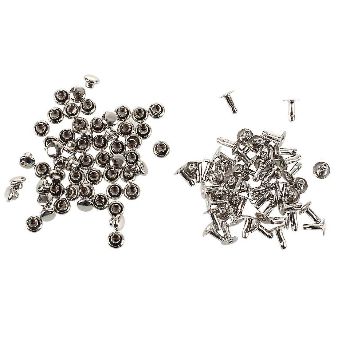  50 Sets of 4mm Round Rivets Rapid Studs---Silver