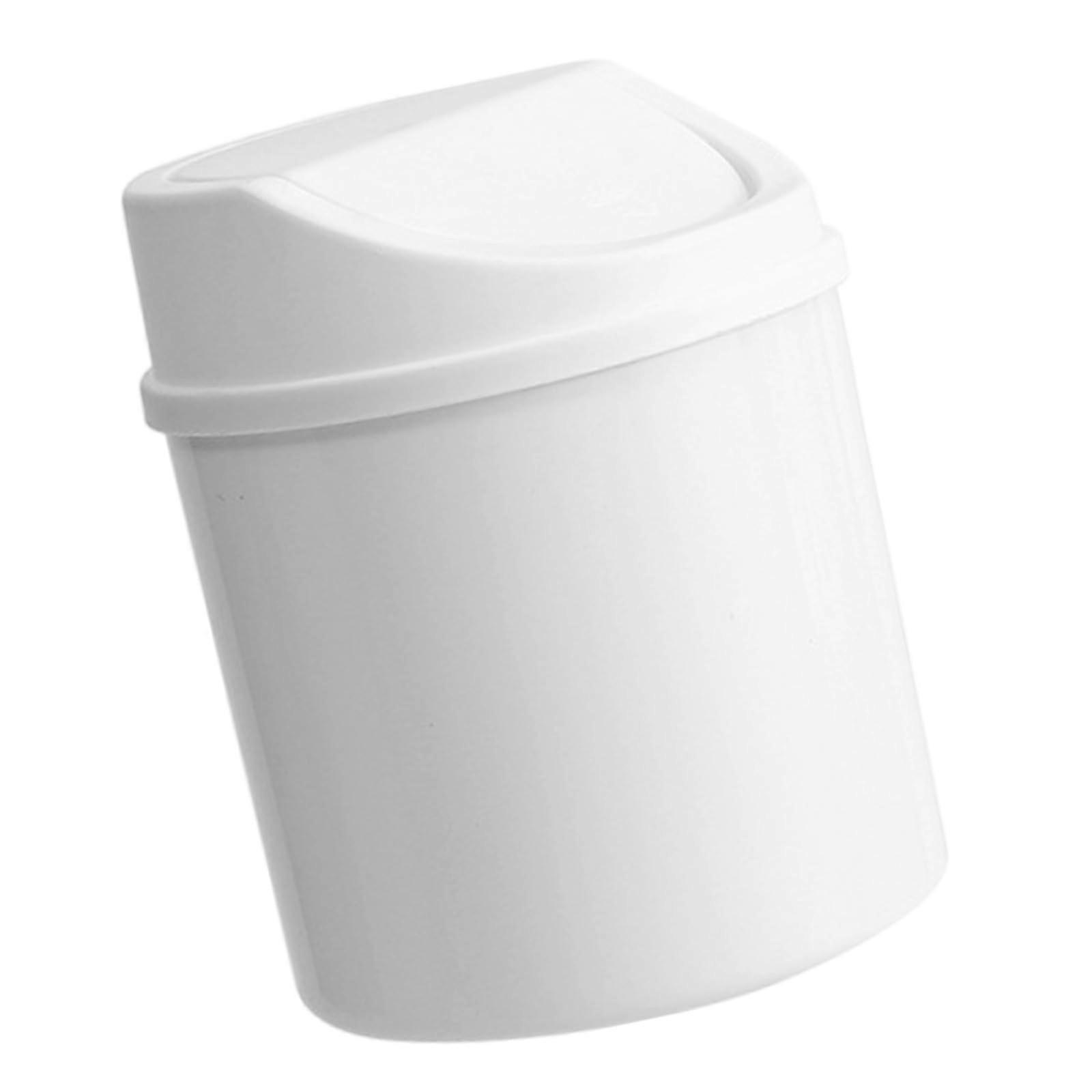 Desktop Trash Can with OdorBlocking Swing Lid, Compact Mini Waste Bin for Home or Office Desk, White