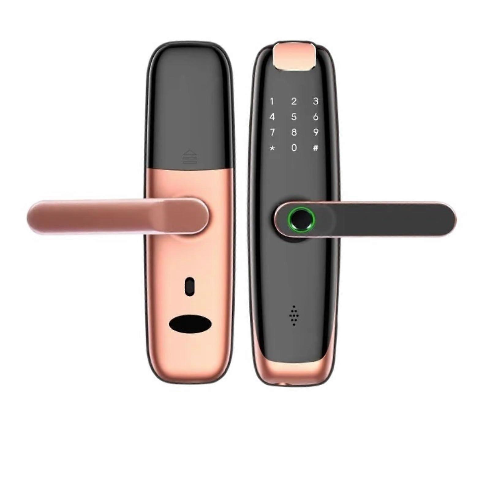 Smart Door Lock with App Control, Biometric Fingerprint, Multiple Unlock Methods, Rose Gold