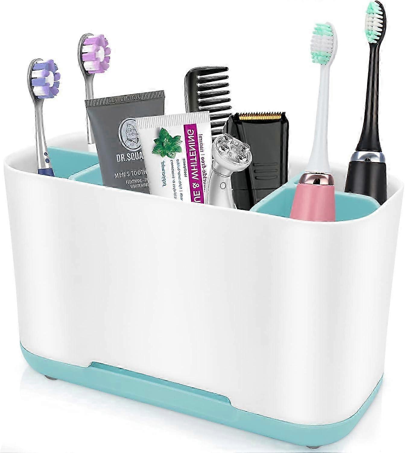 Plastic removable, easy-to-clean multifunctional storage, large electric toothbrush and toothpaste storage box (blue)
