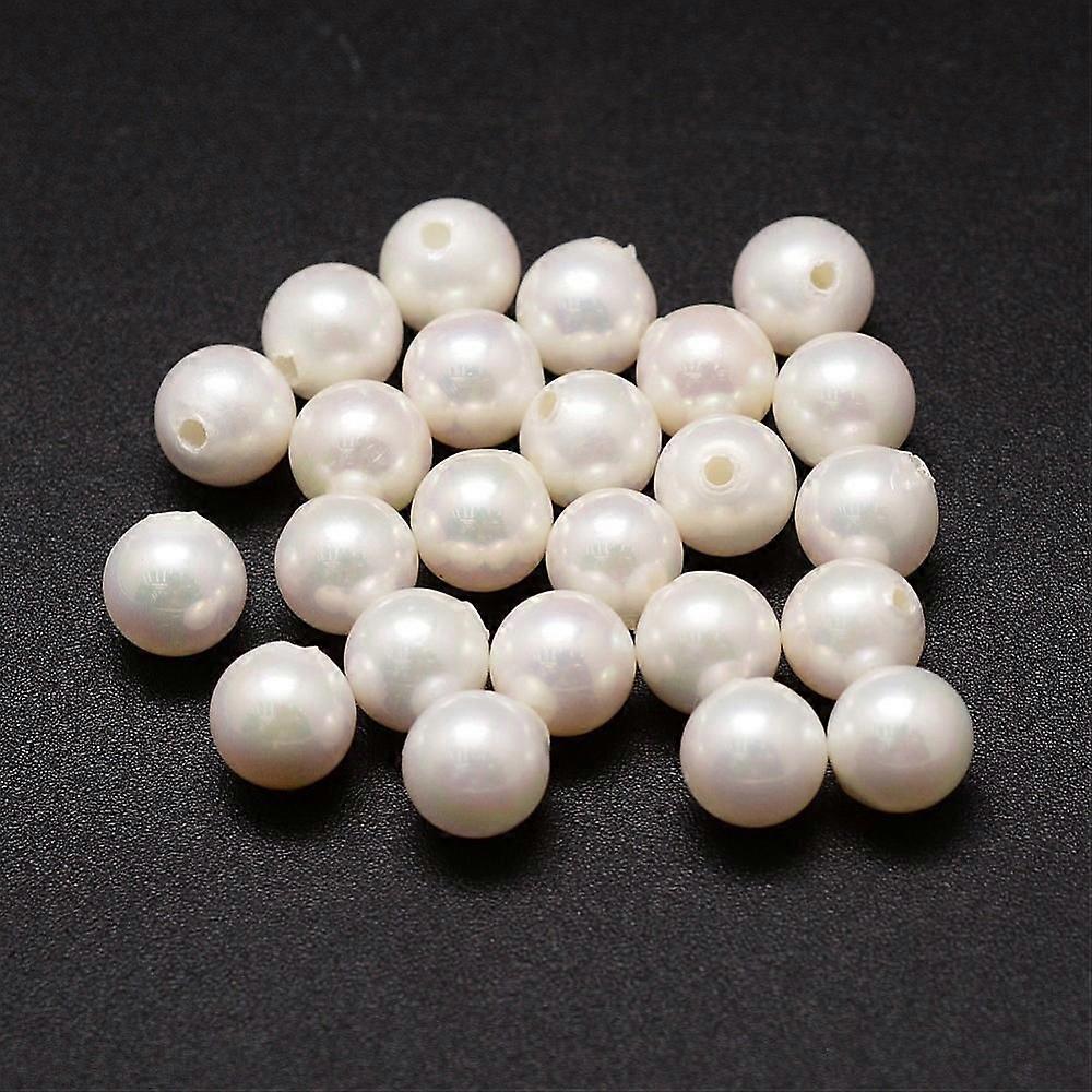 Shell Pearl Beads Round Grade A Half Drilled White 6mm Hole: 1mm
