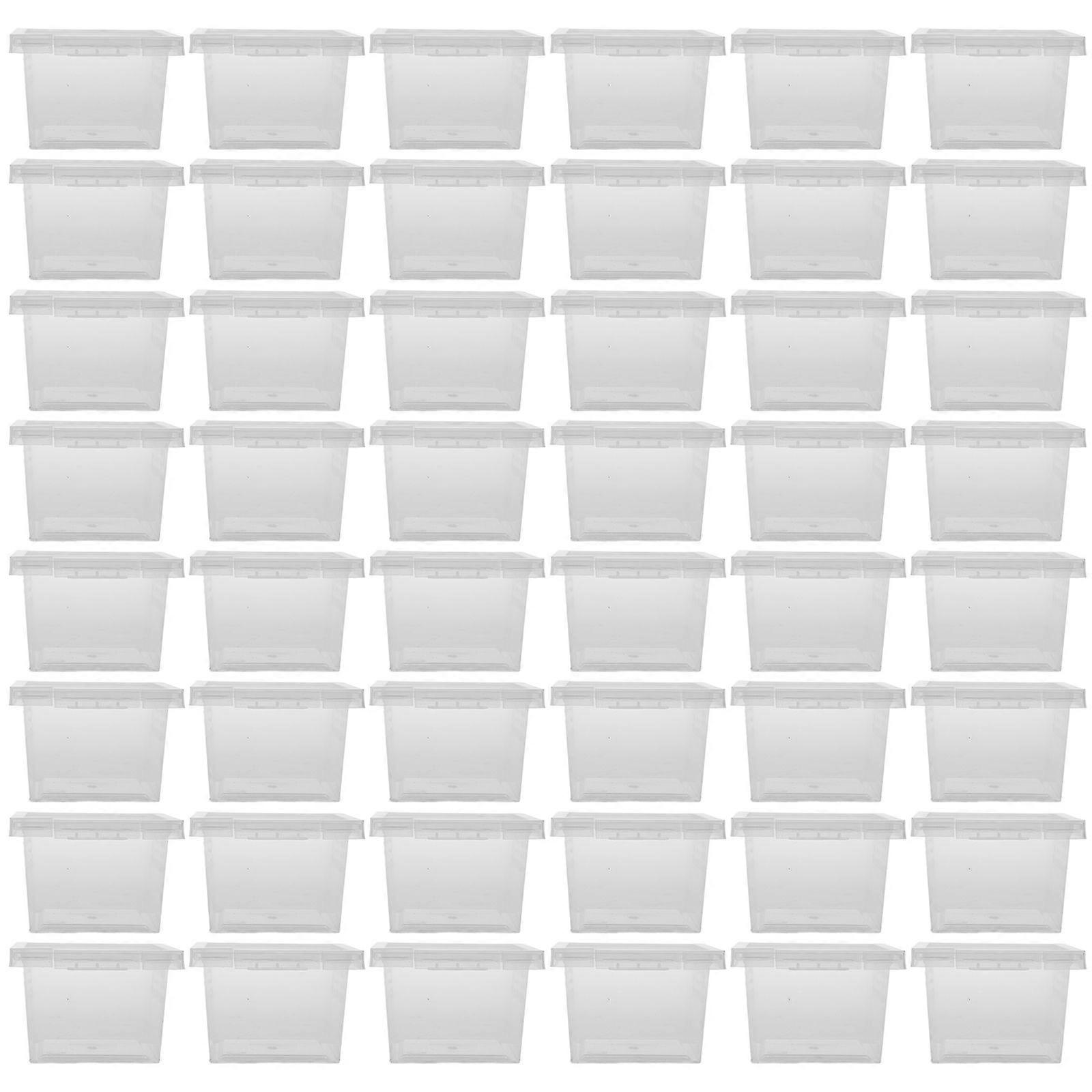 100Pcs Reptile Breeding Boxes Transparent Feeding Boxes Insect Cage Tank