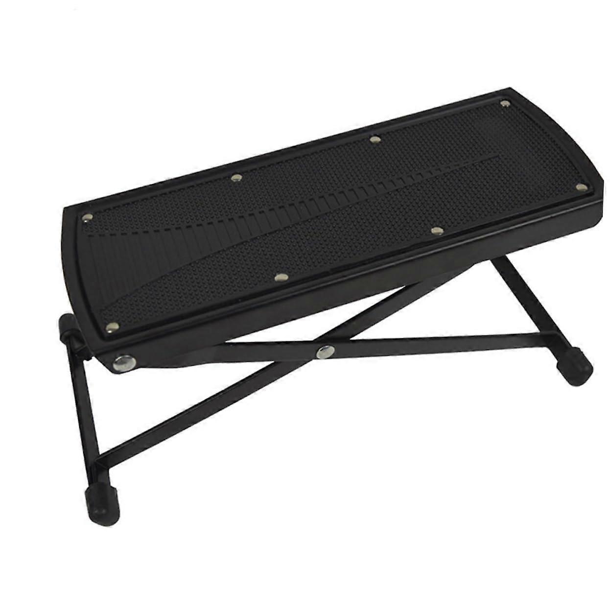 Adjustable Guitar Footstool with Six Height Settings, Foldable Metal Frame and NonSlip Caps
