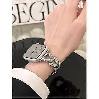 Band for Apple Watch 38mm 40mm 41mm with Silver Protective Case, Metal Herringbone Strap Series 19 SE Ultra
