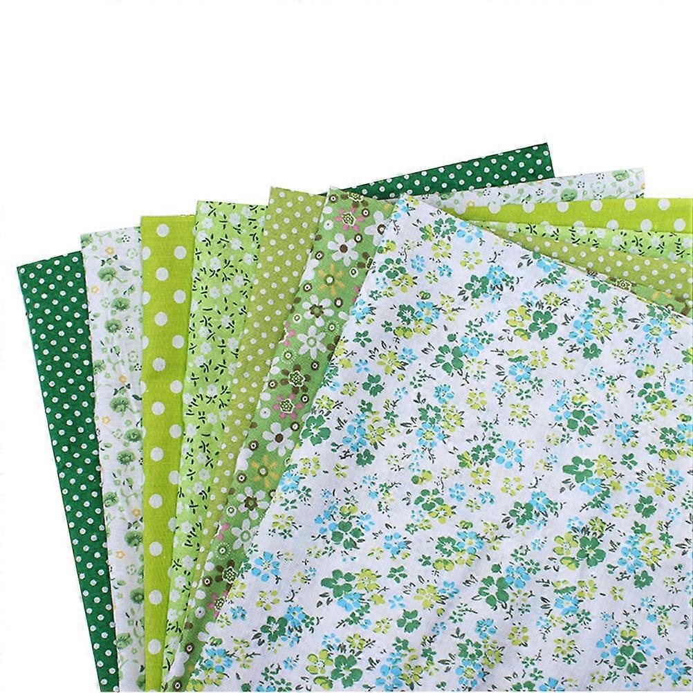 Diy Cotton Cloth Patchwork Material For Garments Decorations Green 7Pcs