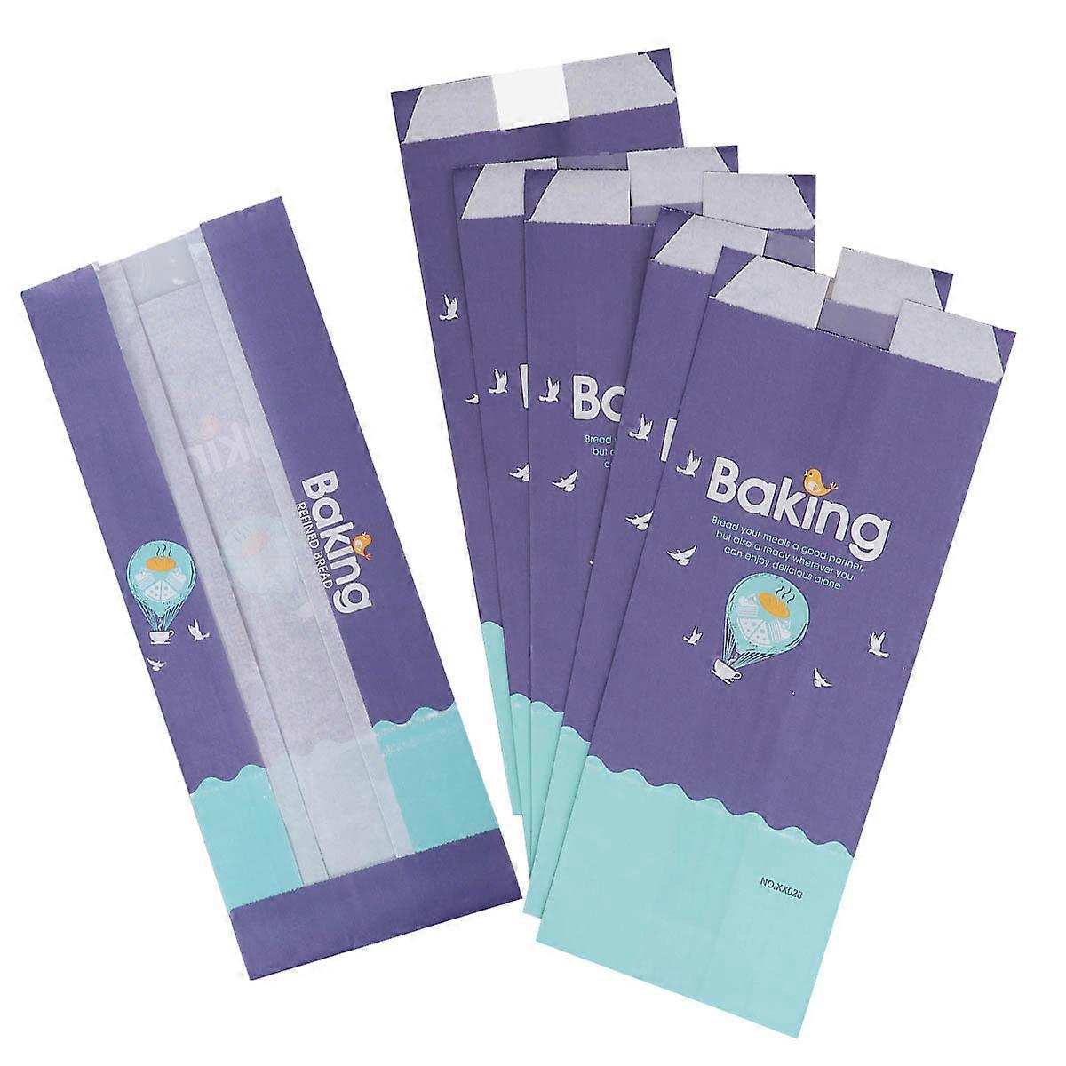 Bread Bags Reusable Kraft Paper with Viewing Window for Popcorn Candy Snacks Rectangular 50Pcs