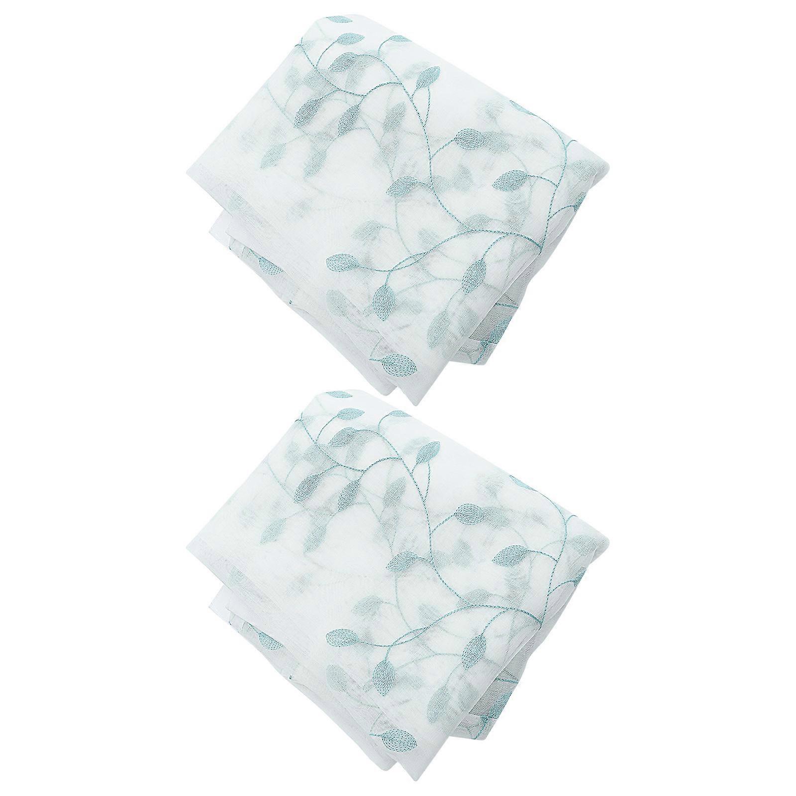 Light Filtering Curtains Simple Partition Curtains Water Blue Home Decor Sunlight Blocking Rectangular Style 250X100CM Polyester 2Pcs