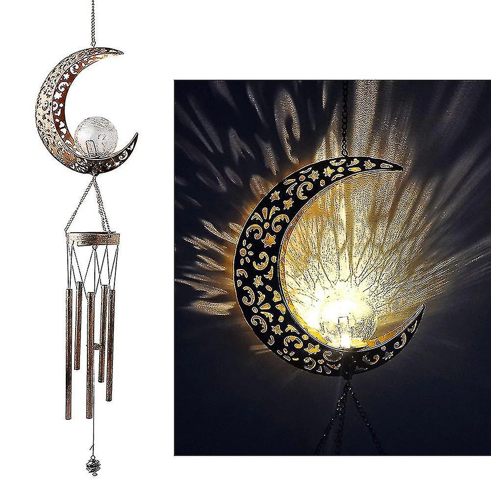 Sun Star Moon Wind Chimes Solar Windchime Light Outdoor Garden Decor