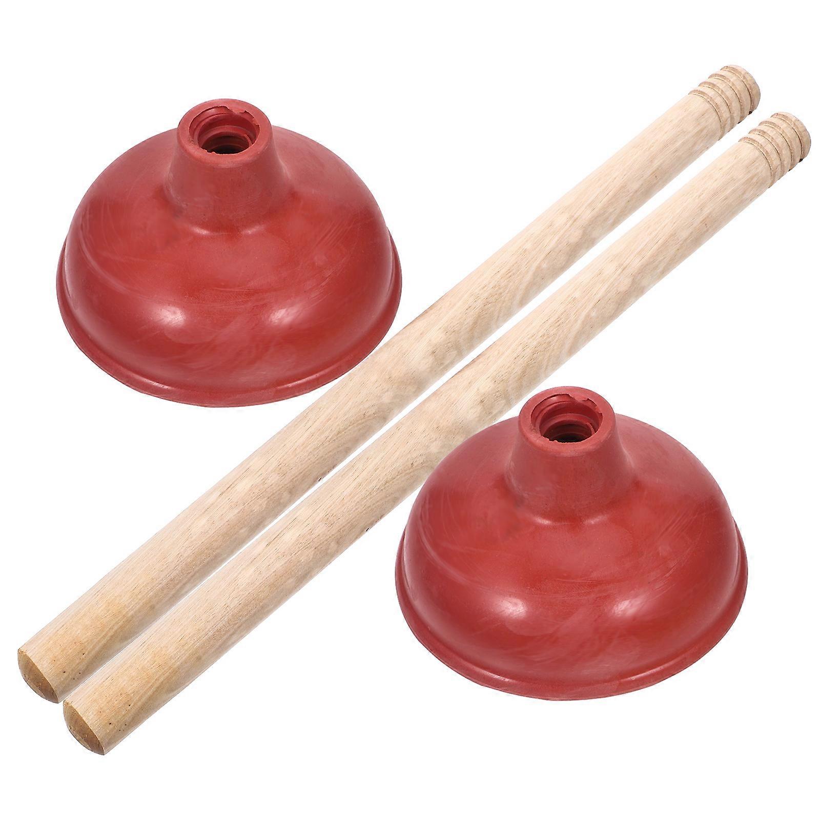 Closestool Rubber Sewer Cleaning Accessory for Toilet 2Pcs Red