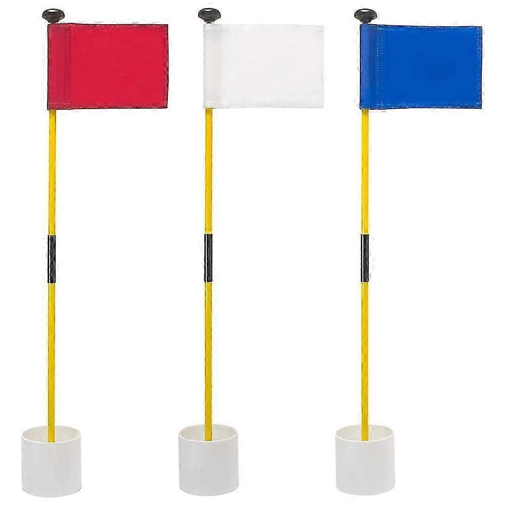 3 Pcs Backyard Practice Golf Hole Pole Cup Flag Sticks