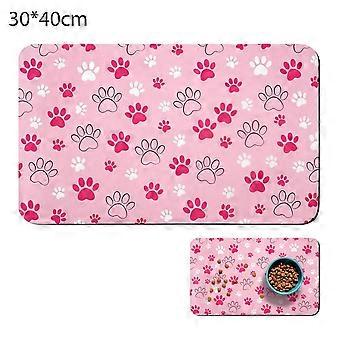 Pet Feeding Mat,Dog Feeding Placemat Pink Cat Food Mat Cute Paw Print Pattern Rectangle Diatomaceous Earth Absorbent Quick Dry Pet Placemat,Non-Slip