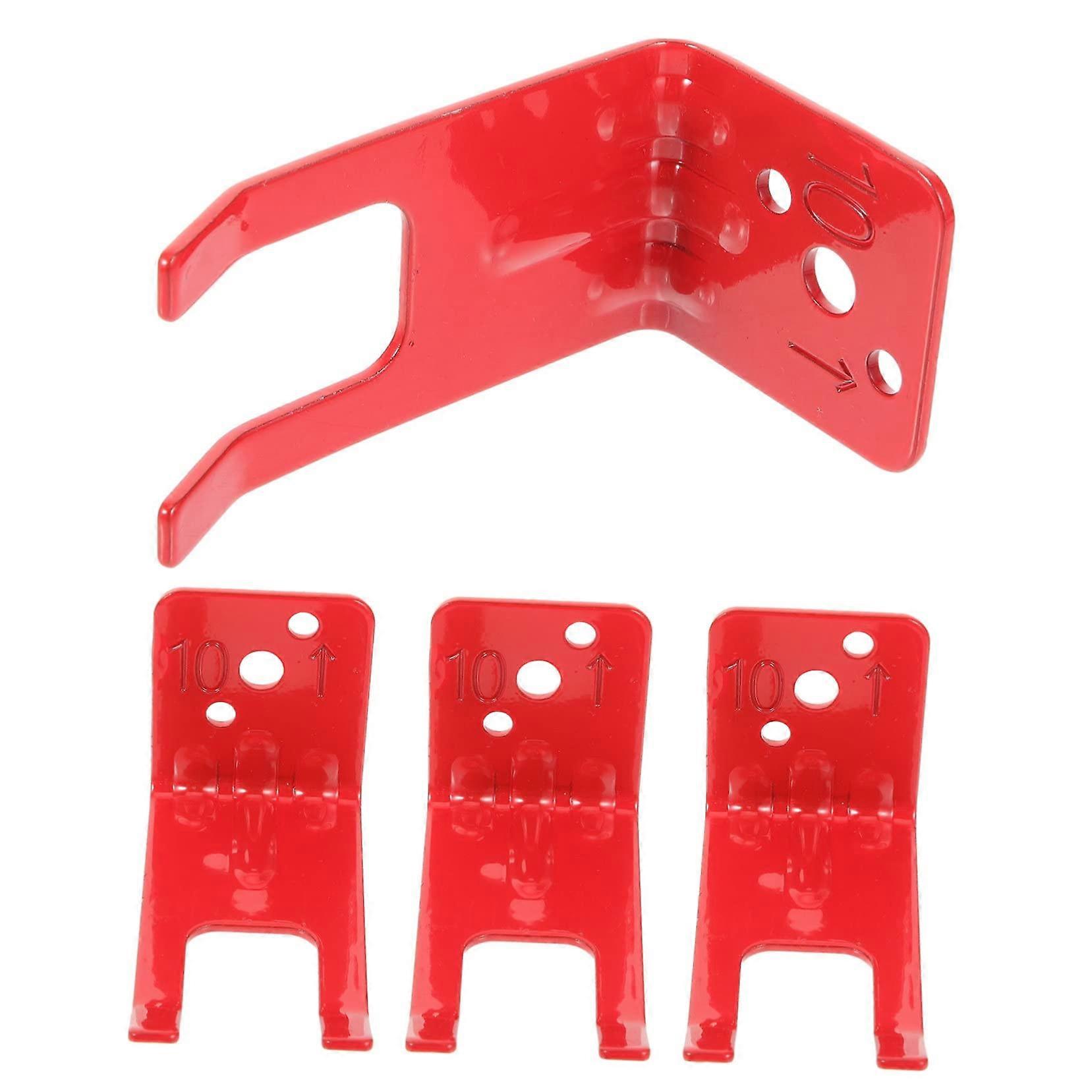 Fire Extinguisher Wall Mount Bracket Kit, 4pcs Durable Iron LShape Hooks with Red Accessories