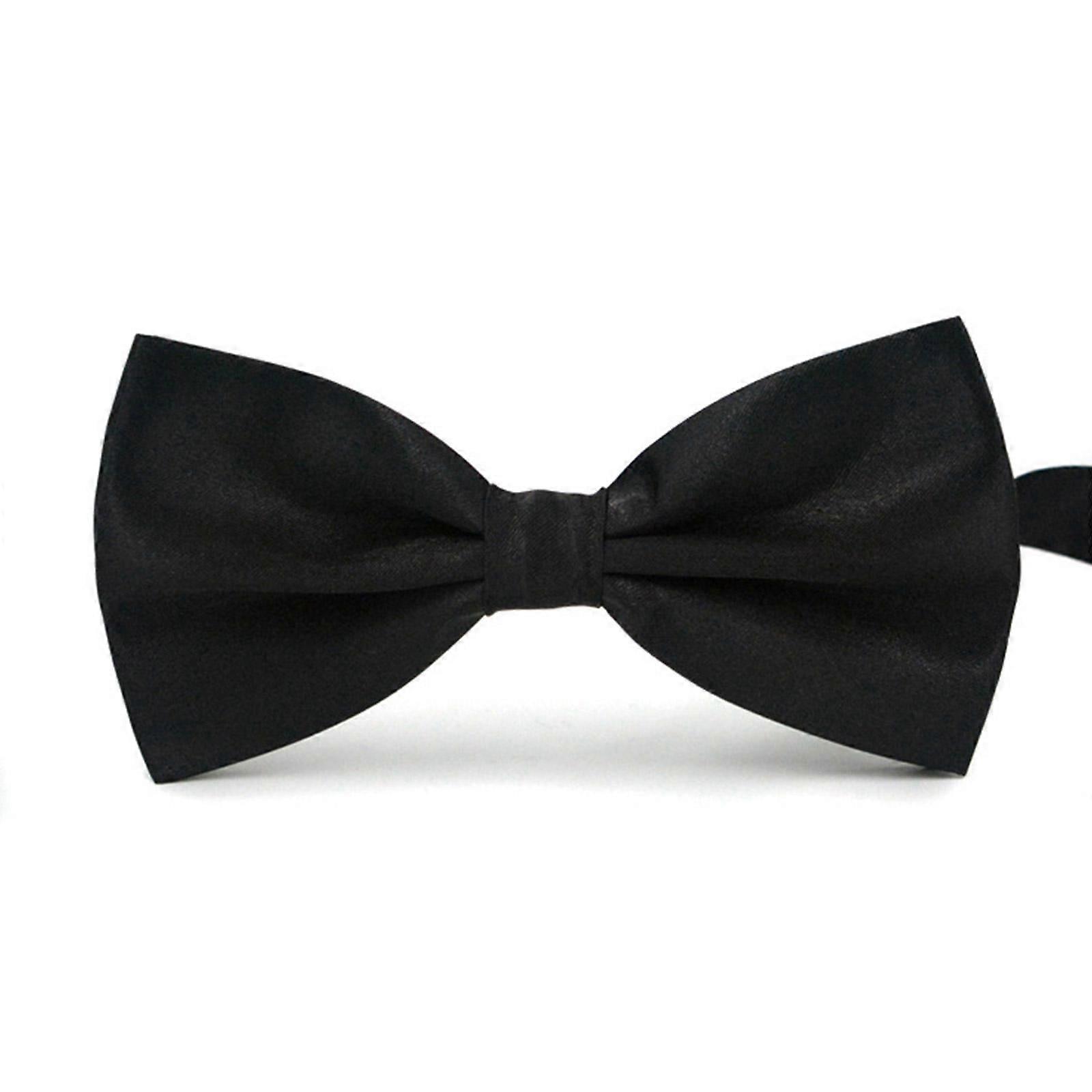 Men's Solid Bow Tie, Double-Layer Polyester, Adjustable, Compatible with Formal Events, Weddings & Parties