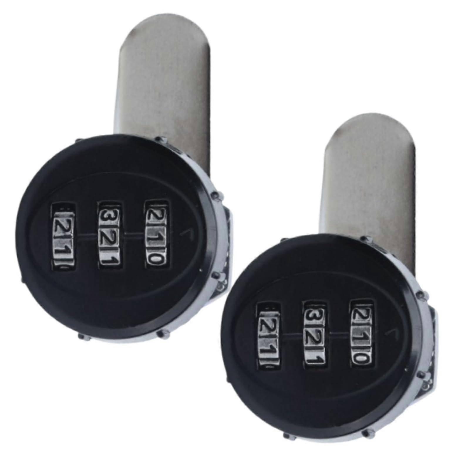2PCS 3 Digit Combination Cabinet Cam Lock Set Keyless Code Security for Drawer and Deposit Box