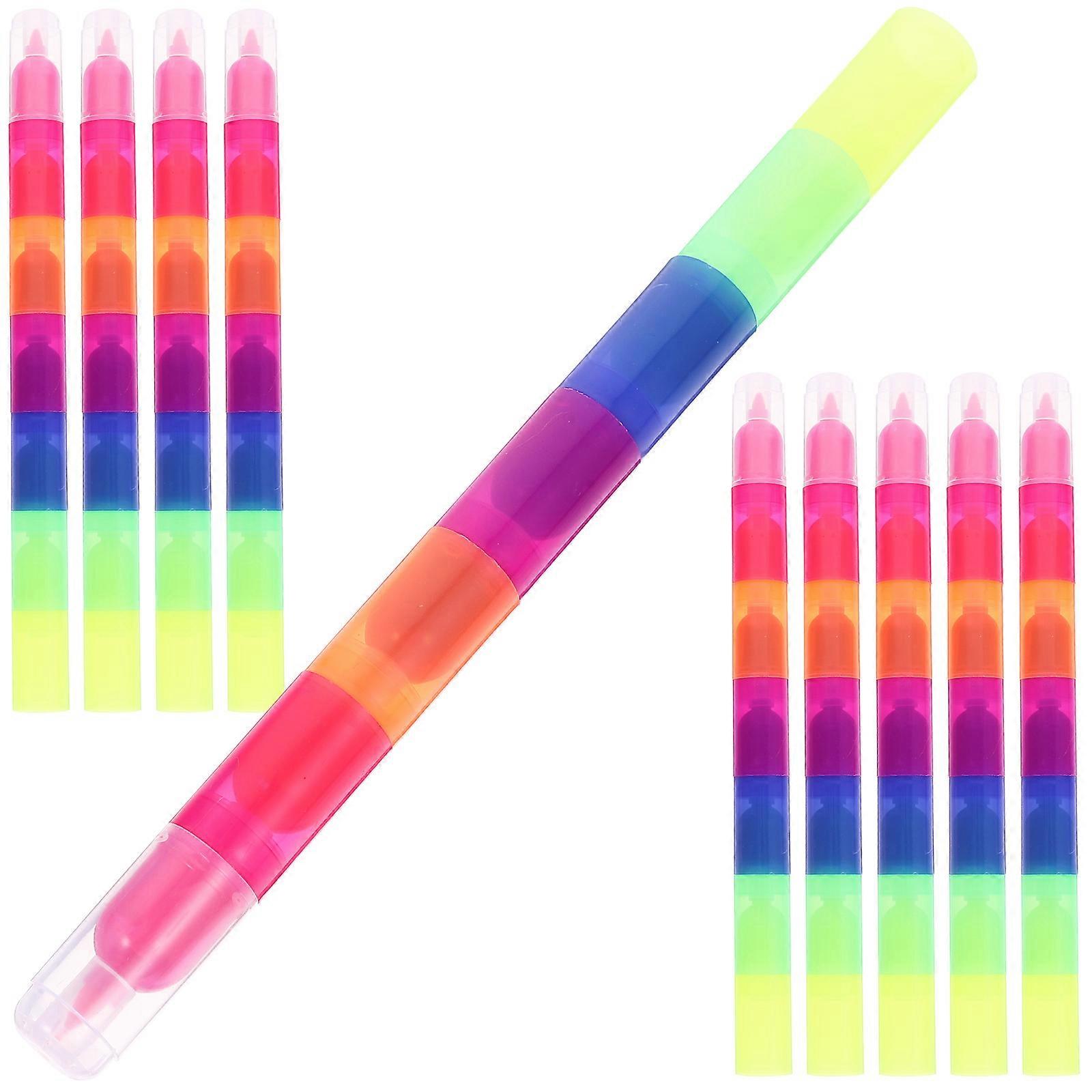Plastic Markers Stackable Rainbow Color Highlighters for Marking 30Pcs