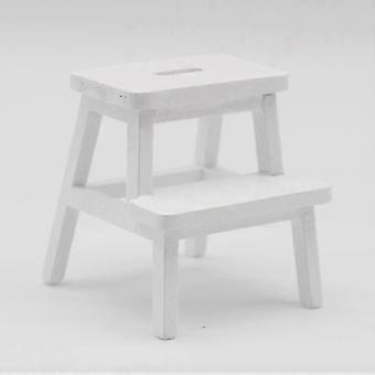 Scandinavian Mini Step Stool - Natural Wood Double-Tier Holding Footrest