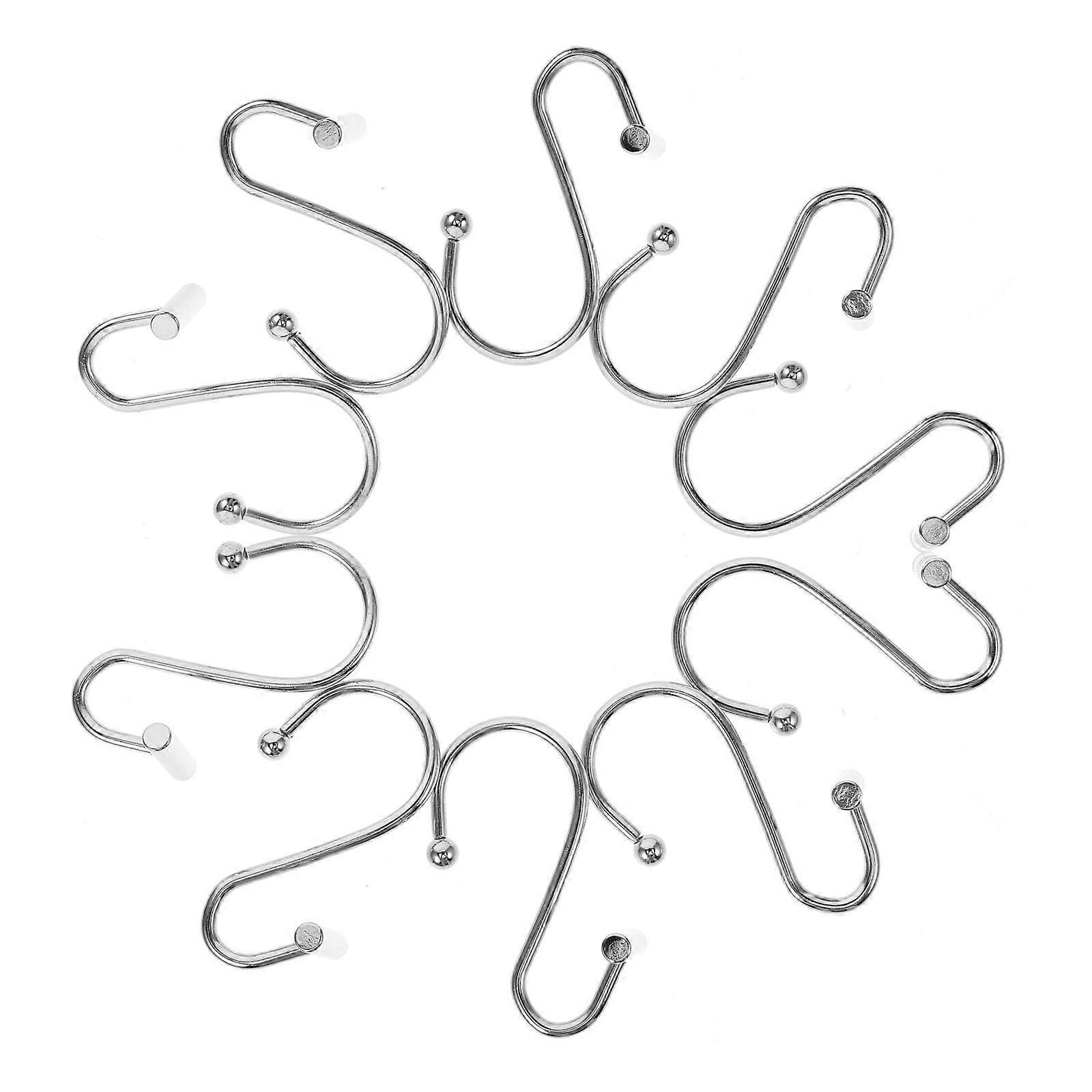 Bathroom Shower Curtain Hooks Silver S Shaped Replacement 12Pcs Set