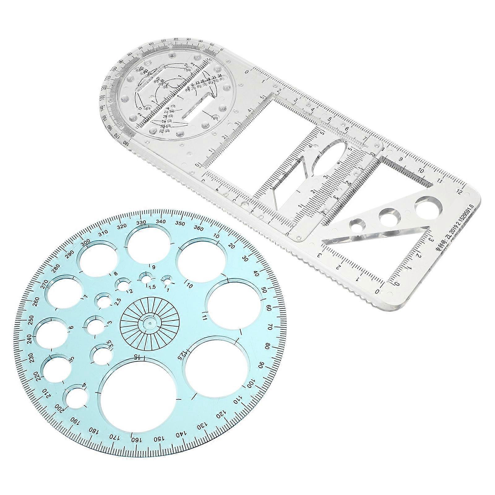 Geometric Drawing Ruler Set for Measuring with Protractor 1Set Multifunctional