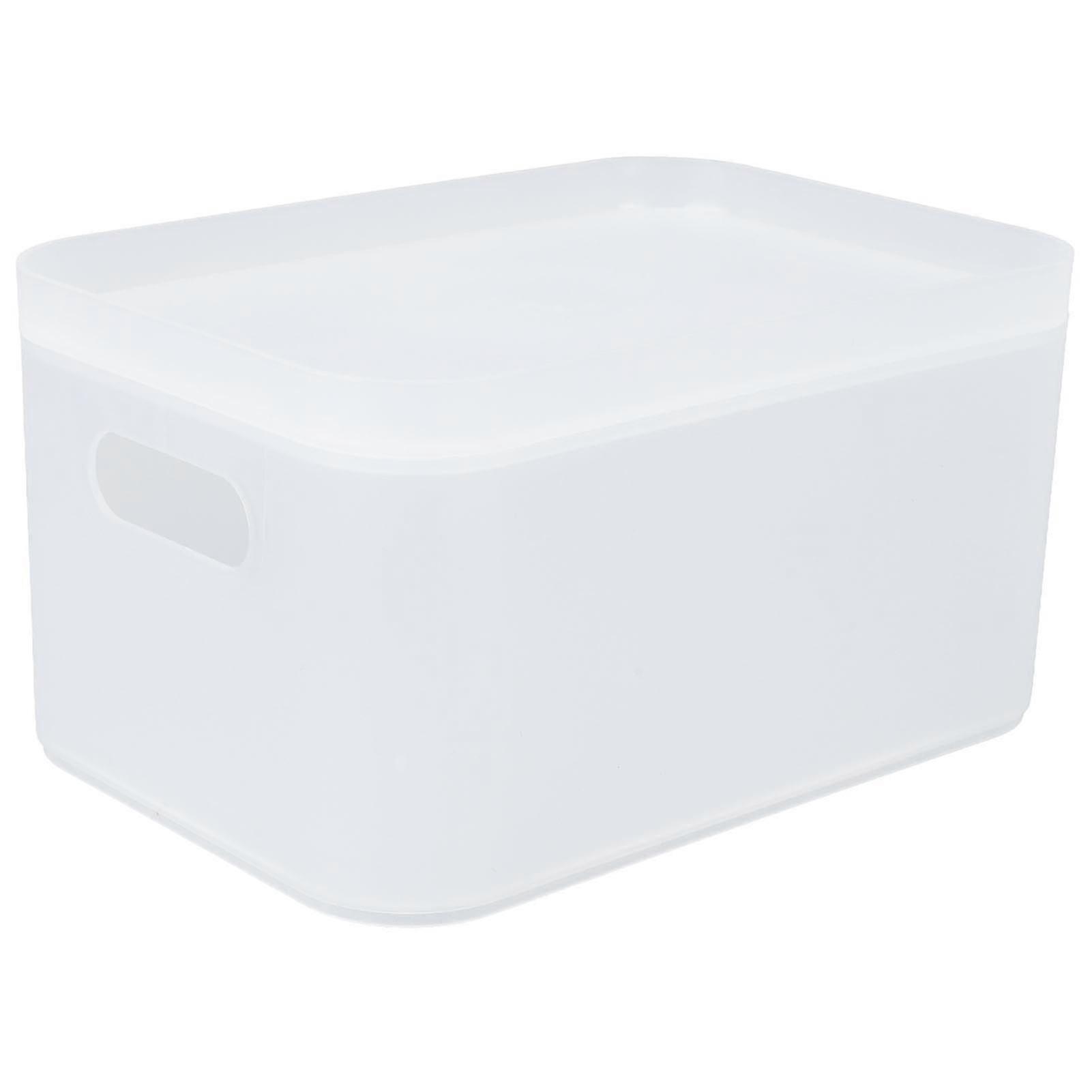 Large Capacity Stackable Translucent Plastic Storage Basket with Lid compatible with Home and Office